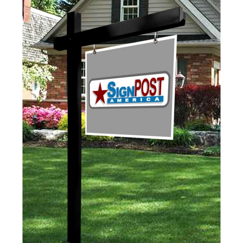 Black Real Estate Sign Post