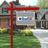 red real estate sign post